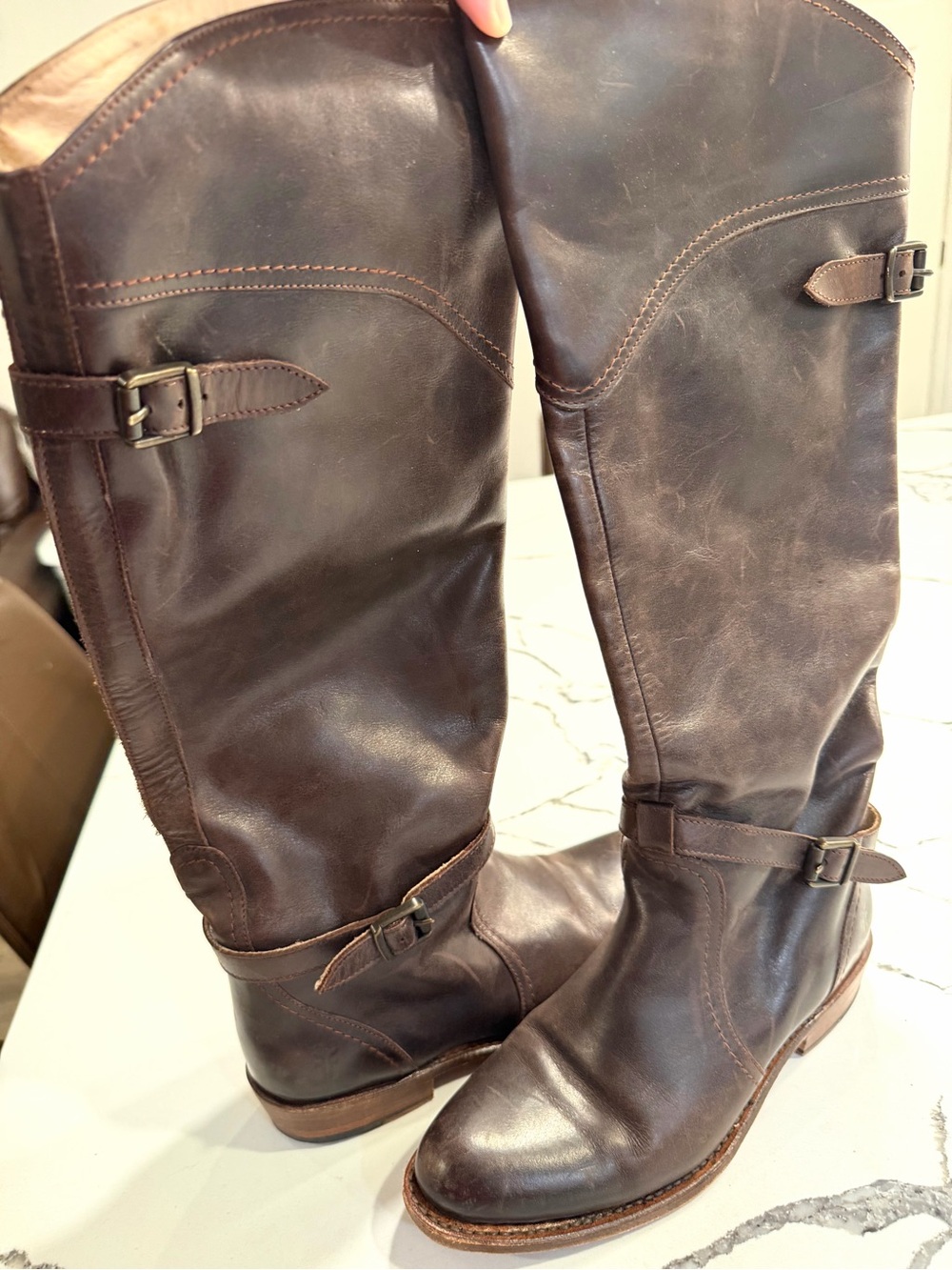 FRYE Women's Tall Brown Leather Riding Boots size 6